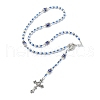 Cross & Virgin Mary Alloy Rosary Bead Necklaces NJEW-JN05123-03-4