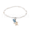 2 Styles Summer Natural Pearl & Round Glass Seed Beaded Stretch Anklets AJEW-AN00670-03-3