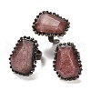 Natural Strawberry Quartz Open Cuff Ring RJEW-M166-03R-G-1