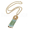 Bohemian 304 Stainless Steel & Imitation Pearl Oval Pendant Necklaces NJEW-Z061-10G-01-4