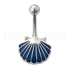 Alloy Enamel Shell Shaped Curved Barbell Belly Rings AJEW-R007-02P-5