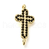 Brass Pave Black Cubic Zirconia Connector Charms KK-M101-02C-G01-1