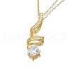 Spiral Shaped 304 Stainless Steel Micro Pave Clear Cubic Zirconia Pendant Necklaces FS-WG74725-01-5