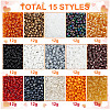HOBBIESAY 15 Colors HalloweenGlass Seed Beads SEED-HY0001-17A-4
