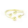 Rack Plating Brass Round Ball Beded Cuff Bangle for Women BJEW-F465-01G-1