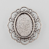 Tibetan Style Alloy Flower Tray Cabochon Settings X-TIBE-M021-07AS-1