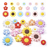 Beadthoven 19Pcs 19 Styles Flower Food Grade Eco-Friendly Silicone Focal Beads SIL-BT0001-05-2