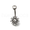304 Stainless Steel Clear Cubic Zirconia Curved Barbell Belly Button Rings AJEW-D306-03P-01-2