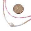 Mother's Day Jewellery Glass Beaded Double Layer Necklaces NJEW-MZ00070-02-3