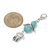 Angel Synthetic Turquoise Beads & Alloy Sea Animal Pendant Decorations HJEW-JM03074-5
