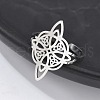 Non-Tarnish 304 Stainless Steel Witch Knot Open Cuff Rings for Women AJEW-U005-01P-3