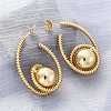 Spiral with Round Brass Stud Earrings EJEW-R025-04G-2