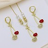 Brass Micro Pave Cubic Zirconia Pendant Necklaces & Hoop Earrings Sets FS-WGB514D-04-2