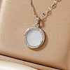 Fashionable Brass Clear Cubiz Zirconia Flat Round Pendant Necklaces Women's Versatile Accessory MS7483-2-1