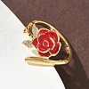 Flower Brass Micro Pave Cubic Zirconia Cuff Rings RJEW-A069-02B-02G-2