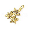 Brass Micro Pave Clear Cubic Zirconia Pendants KK-WH0035-76-3