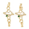 Brass Natural Shell Fold Over Clasps KK-U059-30G-1