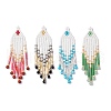 4Pcs 4 Colors Glass Seed Beaded Tassels Pendants PALLOY-MZ00655-1