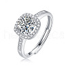 Rhodium Plated 925 Sterling Silver Micro Pave 5.2x3.1mm Moissanite Adjustable Rings for Women WGFA800-02-1