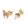 304 Stainless Steel Rhinestone Stone Dyeing Stud Earrings EJEW-S224-04G-04-3