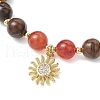 Natural Striped Agate & Tiger Eye Round Beaded Bracelets BJEW-JB11934-03-3