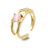 Square Brass Cat Eye Cuff Rings RJEW-G344-01G-02-4
