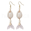 7 Pairs Natural Cowrie Shell Glass Dangle Earrings EJEW-JE06385-3