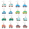 8 Pair 8 Style Resin Car Dangle Earrings with Iron Pins EJEW-AB00044-1