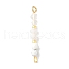 Faceted Round Natural Quartz Crystal & Howlite & Rainbow Moonstone Beaded Connector Charms PALLOY-JF03530-05-1