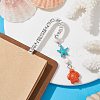 Synthetic Turquoise Tortoise Starfish Pendant Bookmarks with Natural Lava Rock AJEW-JK00285-4