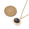 Natural Lapis Lazuli(Dyed) & Seed Flower Pendant Necklace NJEW-MZ00019-01-3