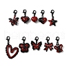 10Pcs Red and Black Double Screen Alloy Pendant Decorations HJEW-JM03457-2