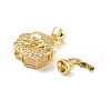 Rack Plating Brass Micro Pave Clear Cubic Zirconia Fold Over Clasps KK-E034-48G-2