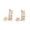 Brass Micro Pave Clear Cubic Zirconia Flower Stud Earring Findings KK-T062-241G-3