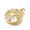 Brass Micro Pave Cubic Zirconia Shell Pendants KK-D328-16G-2