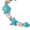 2Pcs Starfish & Turtle Natural Freshwater Shell Beads Stretch Bracelets for Women BJEW-JB11922-6