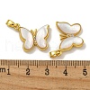 Rack Plating Brass Pave Natural White Shell Pendants KK-U025-02G-01-3