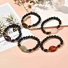 Natural Lava Rock & Oval Mixed Stone Beads Stretch Bracelet BJEW-JB07077-6