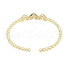 Cubic Zirconia Triple Heart Open Cuff Bangle BJEW-G651-09G-04-2