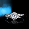 Rhodium Plated 925 Sterling Silver Pave 6.5x3.9mm Moissanite Finger Rings for Women WG3CEB4-02-4