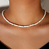 Natural White Shell & Synthetic Non-magnetic Hematite Heishi Beaded Necklaces for Women KL5338-2