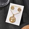 Football 201 Stainless Steel Pendant Necklaces & Stud Earrings Sets for Women SJEW-Q025-01G-1