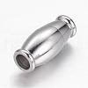 Tarnish Resistant Barrel 304 Stainless Steel Magnetic Clasps with Glue-in Ends STAS-I045-15P-1