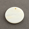 Flat Round Sea Shell Charms SSHEL-R025-11.5mm-1