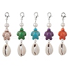Synthetic Turquoise Turtle Shell Pendant Decorations HJEW-TA00125-1