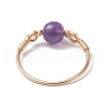 Round Natural & Synthetic Mixed Gemstone Bead Finger Rings RJEW-JR00725-5