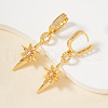 Elegant Octagonal Star Brass Clear Cubic Zirconia Hoop Earrings GJ0701-5