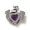 Natural Amethyst Heart Pendants KK-K331-01AS-08-3