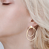 BENECREAT 10Pcs Brass Double Ring Dangle Stud Earrings for Women KK-BC0010-49-5