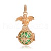 Golden Plated Brass Hollow Round Cage Pendants KK-J251-10G-1